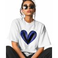 thumbnail image 2 of T Shirts for Women Short Sleeve Cotton Crewneck T-Shirt, Purple Black Heart Cartoon Tee Tops Casual Basic T-Shirts, XS-5XL White S, 2 of 7