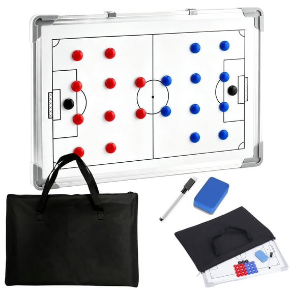 Soccer Coaching Board,Hanlintk Portable Magnetic Football Coach Tactics Clipboard with Magnetic Pieces, Dry Erase Markers, Eraser for Coaches, Soccer Fans, Youth Soccer Teams