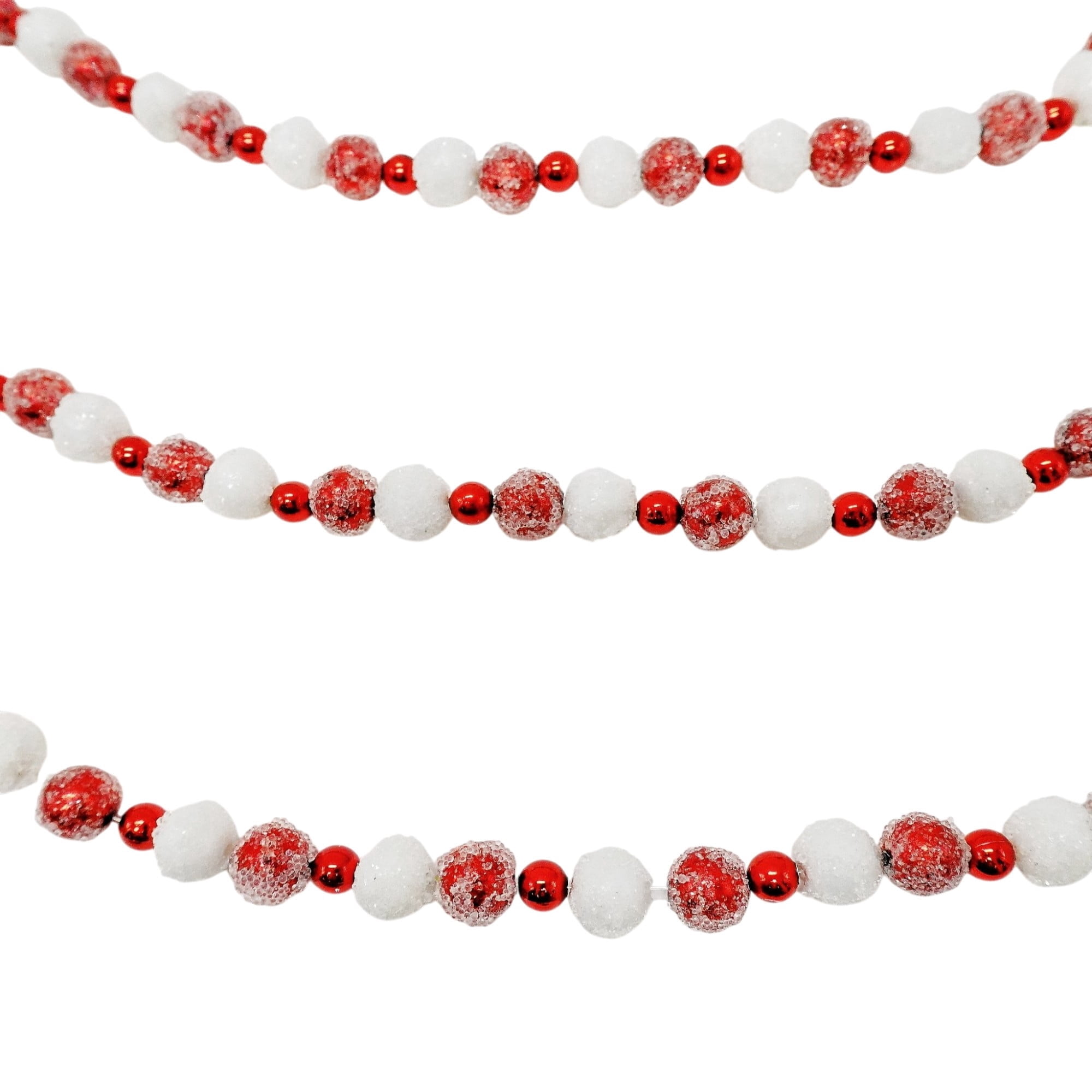Plastic Frosted Bead Mini Christmas Garland, Red and White, 4', by Holiday Time