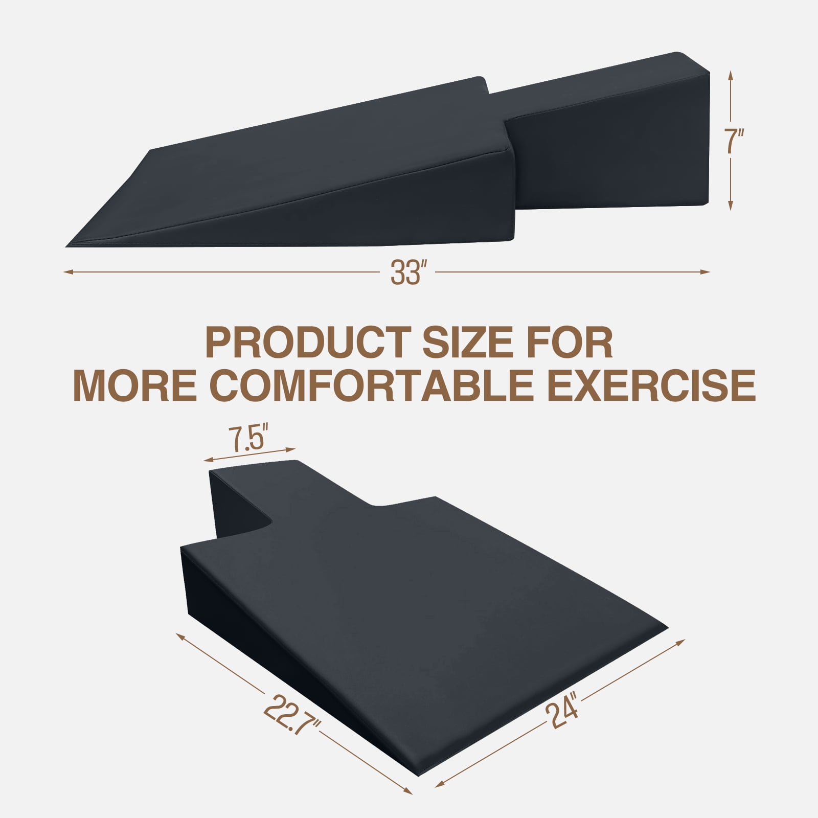 Large Upholstered Pilates Wedge for Pilates Reformer, Exercise Equipment for Pilates Reformer Machine, Reformer Accessories for Floor Exercises, Ideal for Home Pilates and Studio Use, Black
