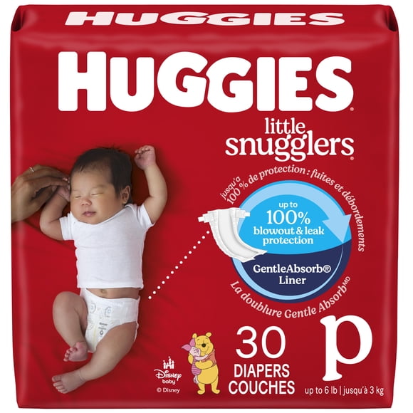 Huggies Little Snugglers Baby Diapers, Size Preemie (up to 6 lbs), 30 Ct