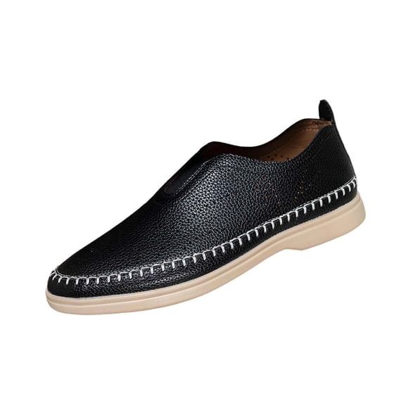 RXMEKW Loafers for Women Slip On Flat Shoes with Perforated Vegan Leather and Orthopedic Footbed, Versatile Plus Size Casual Wear in Solid Colors