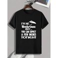 thumbnail image 2 of I'M NO Weatherman Letter Print Men's Crew Neck Short Sleeve T-shirt, Trendy Tees, Casual Comfortable Lightweight Top For Summer, 2 of 5