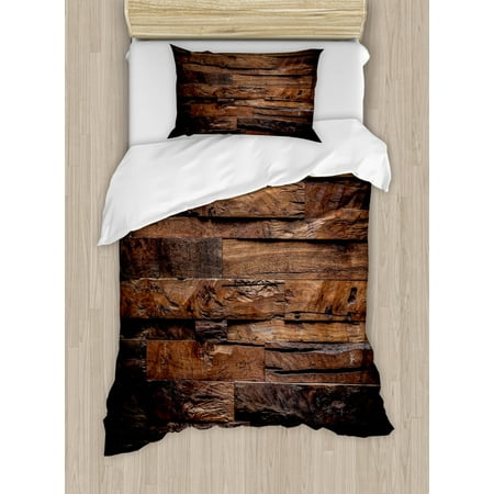 Chocolate Duvet Cover Set Rough Dark Timber Texture Image Rustic