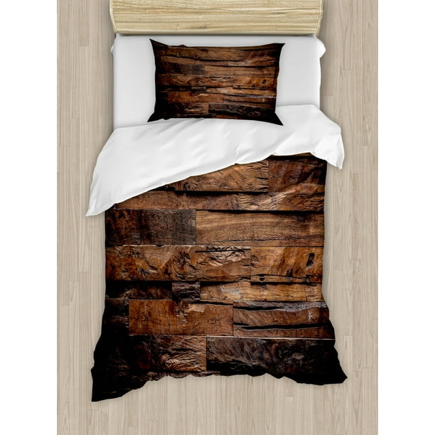 Chocolate Duvet Cover Set Rough Dark Timber Texture Image Rustic Country Theme Hardwood Carpentry Decorative Bedding Set With Pillow Shams Brown Dark Brown By Ambesonne Walmart Com Walmart Com