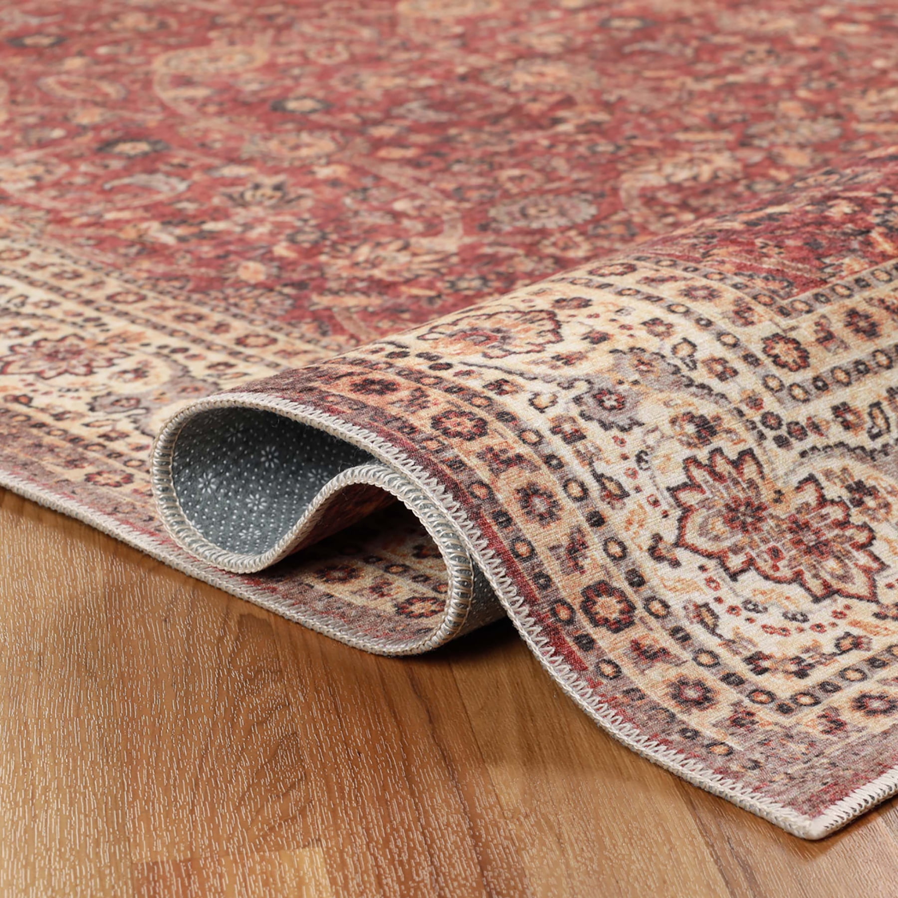 Superior Toucan Vintage Non-Slip Washable Indoor Area Rug, 6' x 9', Beige