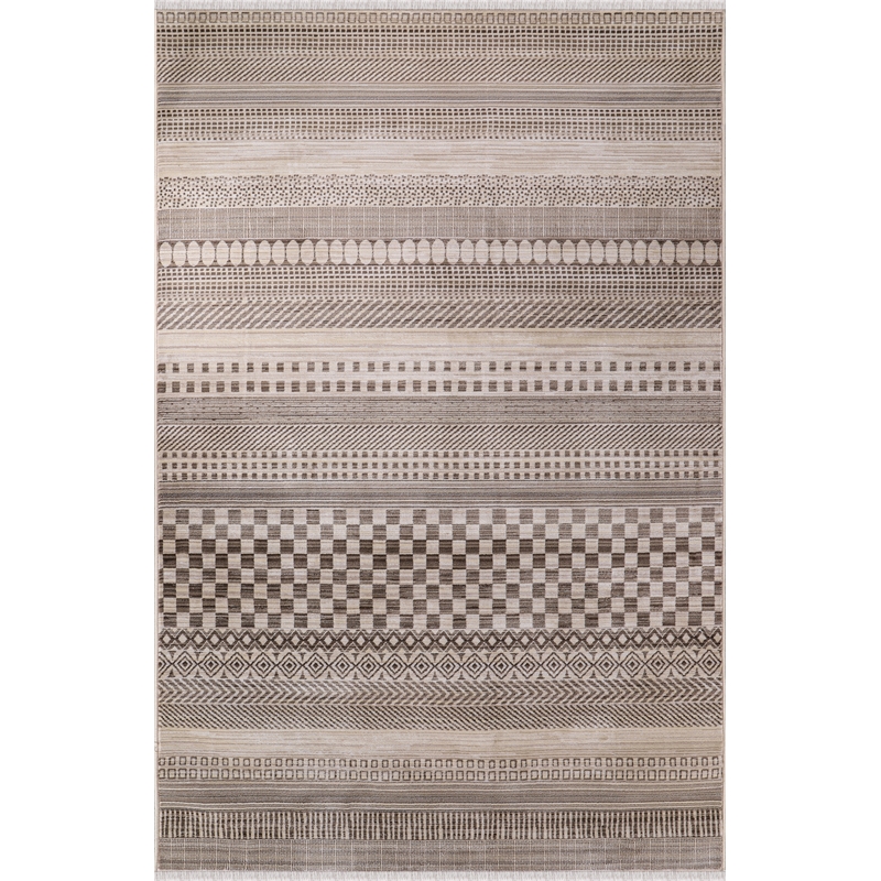 MDA Home Anna 8'x10' Abstract Polypropylene Fabric Area Rug in Brown/Cream