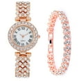 thumbnail image 1 of PENGXIANG 2Pcs/Set Women Watch Bracelet Kit  Dial Shiny Rhinestones Inlaid Roman Numerals Pointer Display Accurate Decorative Gift Lady Quartz Wristwatch Bangle Jewelry Fashion Accessorie, 1 of 10