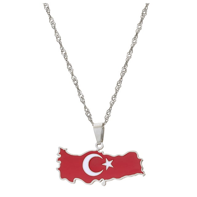 kurtrusly Stylish And Fashionable Turkey Map Pendant Necklace With Unique Premium Steel Unique Turkey Map Silver