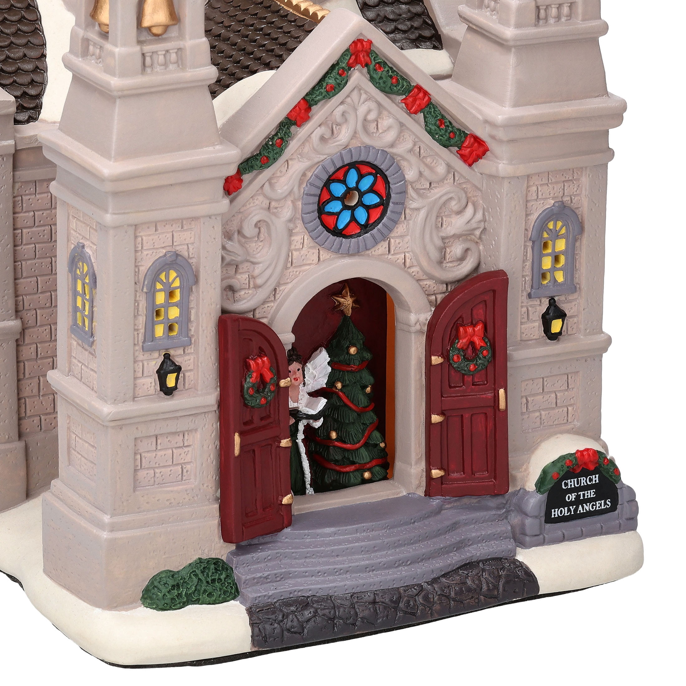 Light-Up Porcelain Church Christmas Village Building, Multicolor, 10.37", by Holiday Time