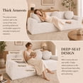 thumbnail image 6 of SESSLIFE Corduroy Boneless Couch, 71" 3 Seater Comfy Cloud Couch with 3 Pillows & Side Pockets, Floor Sofa for Living Room, No Assembly, White, 6 of 8