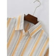 thumbnail image 5 of VSSSJ Men's Striped Dress Shirts Button Down Casual Cotton Linen Shirt Slim Fit Long Sleeve Lapel Collar Suit Shirt for Men Yellow XXL, 5 of 8