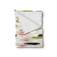 thumbnail image 2 of Art Soft Flannel Fleece Blanket, Bold Pattern with Thick Brushstrokes and Stripes Hand Painted Boho Print, Cozy Plush for Indoor and Outdoor Use, 50" x 70", Coral Black Olive Green, by Ambesonne, 2 of 5