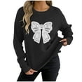 thumbnail image 2 of Zedker Casual Solid Color Fashion Three-Dimensional Decoration Crewneck Sweaters for Women, Comfy Loose Pullover Knitted Tops for Fall,Black,L, 2 of 6