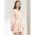 thumbnail image 3 of Unique Bargains Robe à Manches Longues Élastique à Ourlet Volanté avec Ceinture pour Femmes, 3 of 5