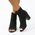 thumbnail image 2 of SACFOF Peep Toe Booties for Women Knit Pointed Toe Chunky Block Heels Breathable Sandals Summer Casual Slip On Dress Sock Booties US5-11, 2 of 6