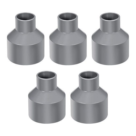 Unique Bargains PVC DWV Reducing Coupling Schedule 40 Gray 1-inch x 2-inch Socket 5pcs