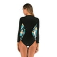 thumbnail image 2 of Purcoar Women's Long Sleeve one Piece Swimsuit Zipper Floral Printed Surfing Bathing Suit, 2 of 5