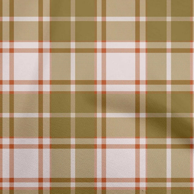 oneOone Velvet Olive Green Fabric Check Plaid Sewing Craft Projects Fabric Prints By Yard 58 Inch Wide