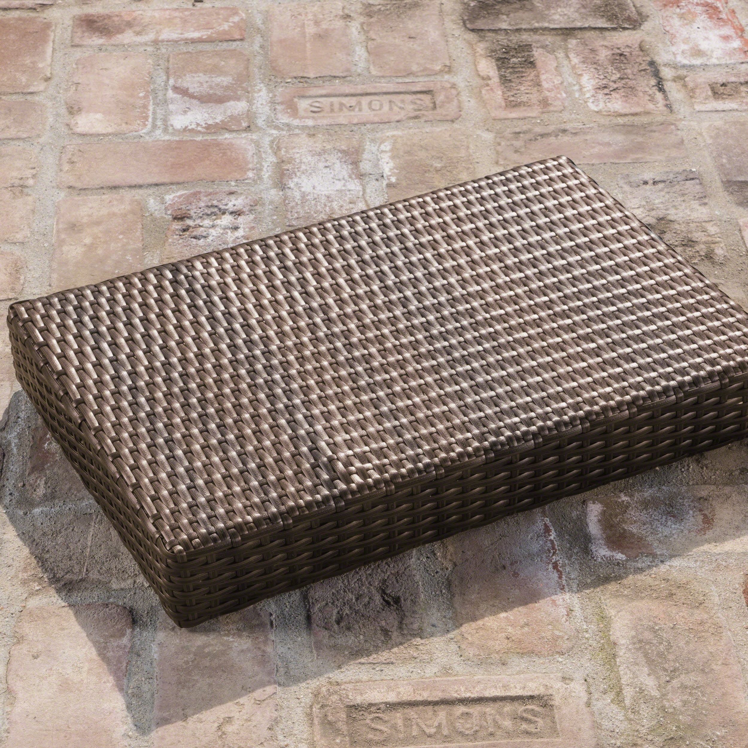 Noble House Bellomo Outdoor Wicker Adjustable Folding Side Table, Mixed Mocah
