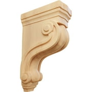 Ekena Millwork 3 3/8"W x 6 1/2"D x 10 1/2"H Boston Traditional Scroll Corbel, Red Oak
