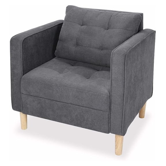 Century Modern Fabric Accent Chair with Arms Armchair Comfy Reading Chair for Living Room Office Studio Chair, Single Sofa Recliner Couch Bedroom Grey