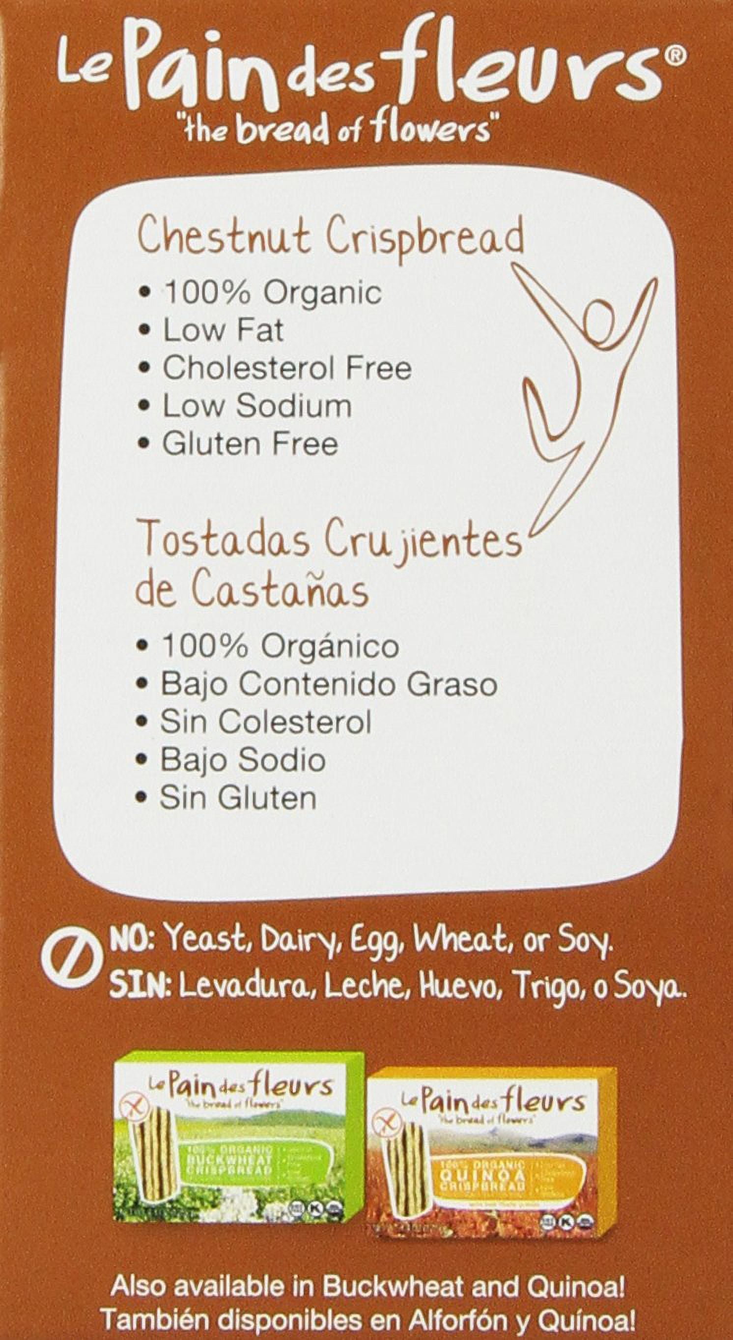 Le Pain des Fleurs Organic Crispbread, Chestnut | Gluten Free, Kosher, Vegan – 6 Pack (5.3 oz each)