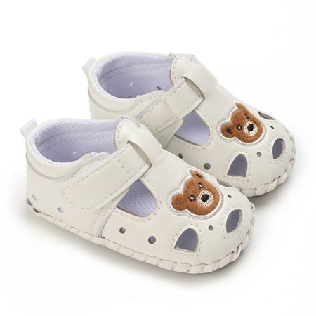 

Baby Girls Leather Sandals Bear Pattern Hollow out Soft Sole Flats