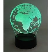 Dependable Industries 3D World Globe LED Light 7 Color Changing Table Lamp Night Light Acrylic 7.75" Tall
