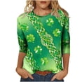 thumbnail image 2 of Mceream St Patricks Chandail de Jour pour Femmes Drôle Manches 3/4 Hauts Mignons Décontractés Col Rond T-Shirts Graphiques Trèfle Imprimé Floral 2026 Hauts Chemisiers Grande Taille Vert TG, 2 of 5
