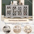 thumbnail image 6 of Retro Sideboard Glass Door With Curved Line Design Ample Storage Cabinet With Black Handle And Three Adjustable Shelves For Dining Room And Kitchen (Antique White), 6 of 9