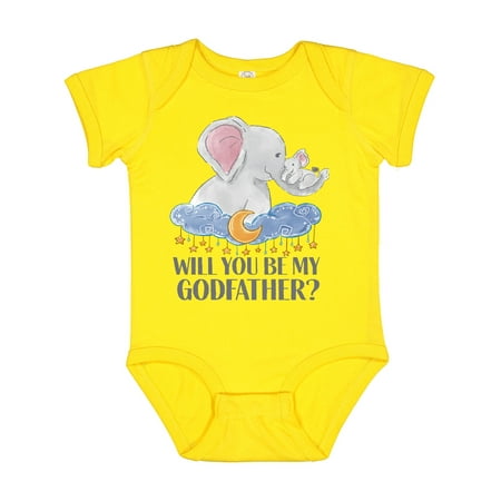 

Inktastic Will You Be My Godfather Elephants Moon and Stars Gift Baby Boy or Baby Girl Bodysuit