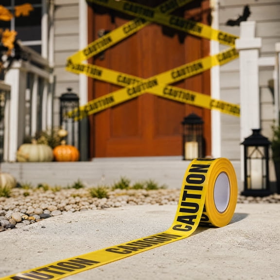 Miwamany Halloween Caution Tape, Yellow Barrier Prop Tape for Indoor Outdoor Party, Spooky Decorative Scene Setter for Yard Doorway,House Decor