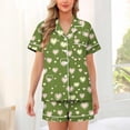 thumbnail image 2 of Tnhcen Women's Pajama Set Button Front Turn - down Collar Heart Print Short Sleeve Short Pants Modal - like Fabric S - 2XL Valentine's Day Sleepwear, 2 of 5