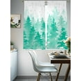 thumbnail image 4 of Winter Christmas Tree Sheer Curtains 63 inches Long, Snowflake Watercolor Teal Forest Light Filtering Sheer Window Curtains Rod Pocket Voile Drapes for Bedroom Living Room, 2 Panels 52"W x 63"L, 4 of 6