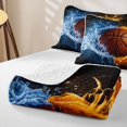 thumbnail image 4 of Feelyou Fire Water Basketball Twin Quilt Set for Boys, Sport Ball Twin Coverlet Set, Blue Orange, 2pcs, 4 of 7
