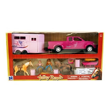Pink Pick Up Truck & Trailer Horse Set