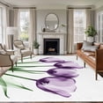thumbnail image 3 of Purple Tulip Floral Area Rug 5x8 FT, Non Slip Bedroom Throw Carpet, Farmhouse Elegant Botanical Flowers Washable Soft Floor Carpet Non-Shedding Rug for Living Room Nursery Dorm Office, 3 of 9