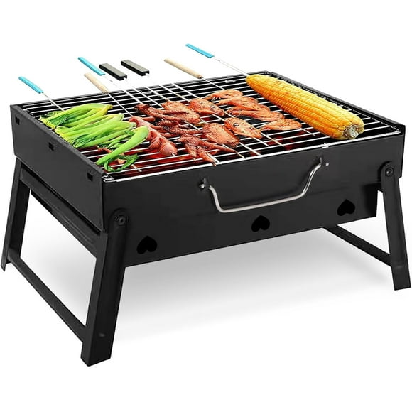 BBQ Barbecue Grill, Portable BBQ grill easy-to-use, Foldable Charcoal Grill for Outdoor, Stainless Steel Smoker BBQ