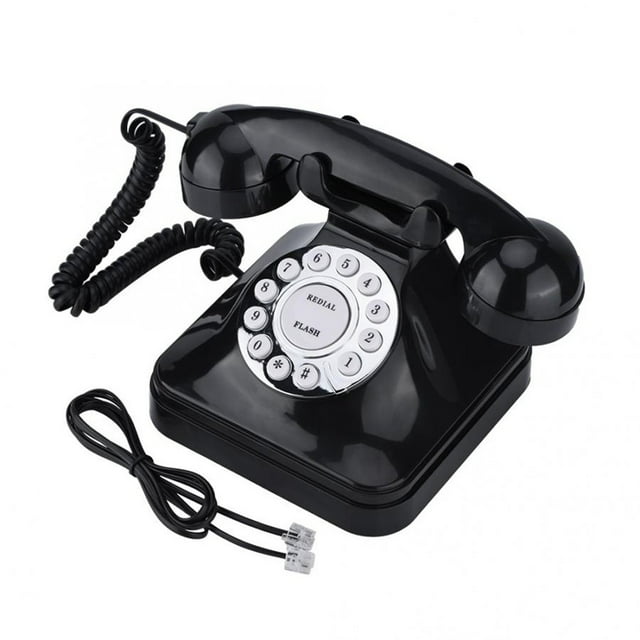 Teléfono fijo antiguo, estilo europeo vintage, negro
