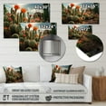 thumbnail image 4 of Designart "Coral Green Cactus landscape II" Floral Metal Art Living Room, 4 of 5