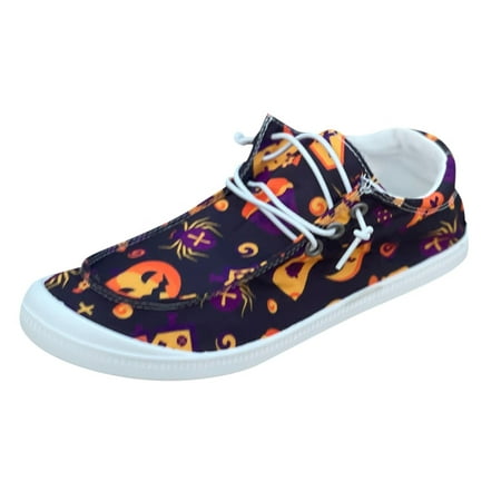 

Mackneog Loafers For Women Ladies Shoes Sneakers Pumpkin Print Canvas Flat Soft Sneakers Vulcanize Casual Shoes Gift on Clearance
