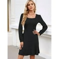 thumbnail image 4 of Vestido Estilo Babydoll Informal de Otoño con Cuello Cuadrado y Larga para Mujer. Negro L, 4 of 7