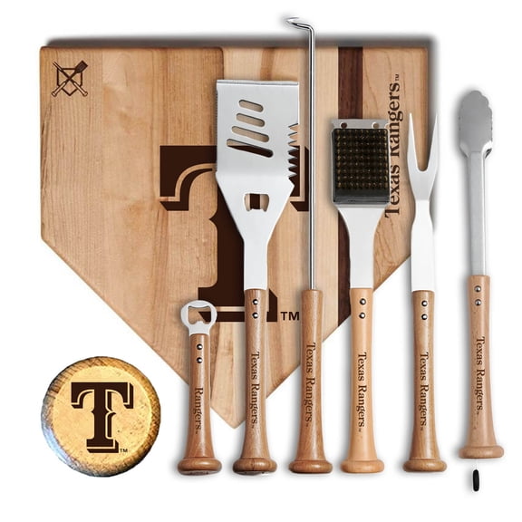 Baseball BBQ Texas Rangers MVP 17- Cutting Board & 6-Piece BBQ Tools Grill Set