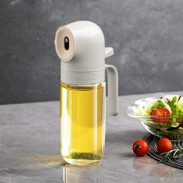 Botella de Vidrio con Atomizador para Aceite de Cocina - Pulverizador de Aceite a Prueba de Fugas de 8 Oz con Rociador de Niebla Fina, Dispensador de Aceite de Oliva Saludable Sin Aerosol (Blanco, Am