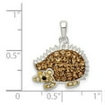thumbnail image 2 of 925 Sterling Silver Brown Preciosa Crystal Hedgehog Pendant Necklace 14.35x18.48mm Wide Pendant for Women, 2 of 2