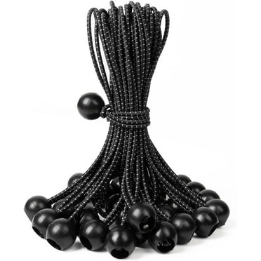 Heavy Duty Ball Bungee Cords, 30-Pack, 12-Inch Elastic Cord, Black/White, Secure & Organize Outdoor Tarps