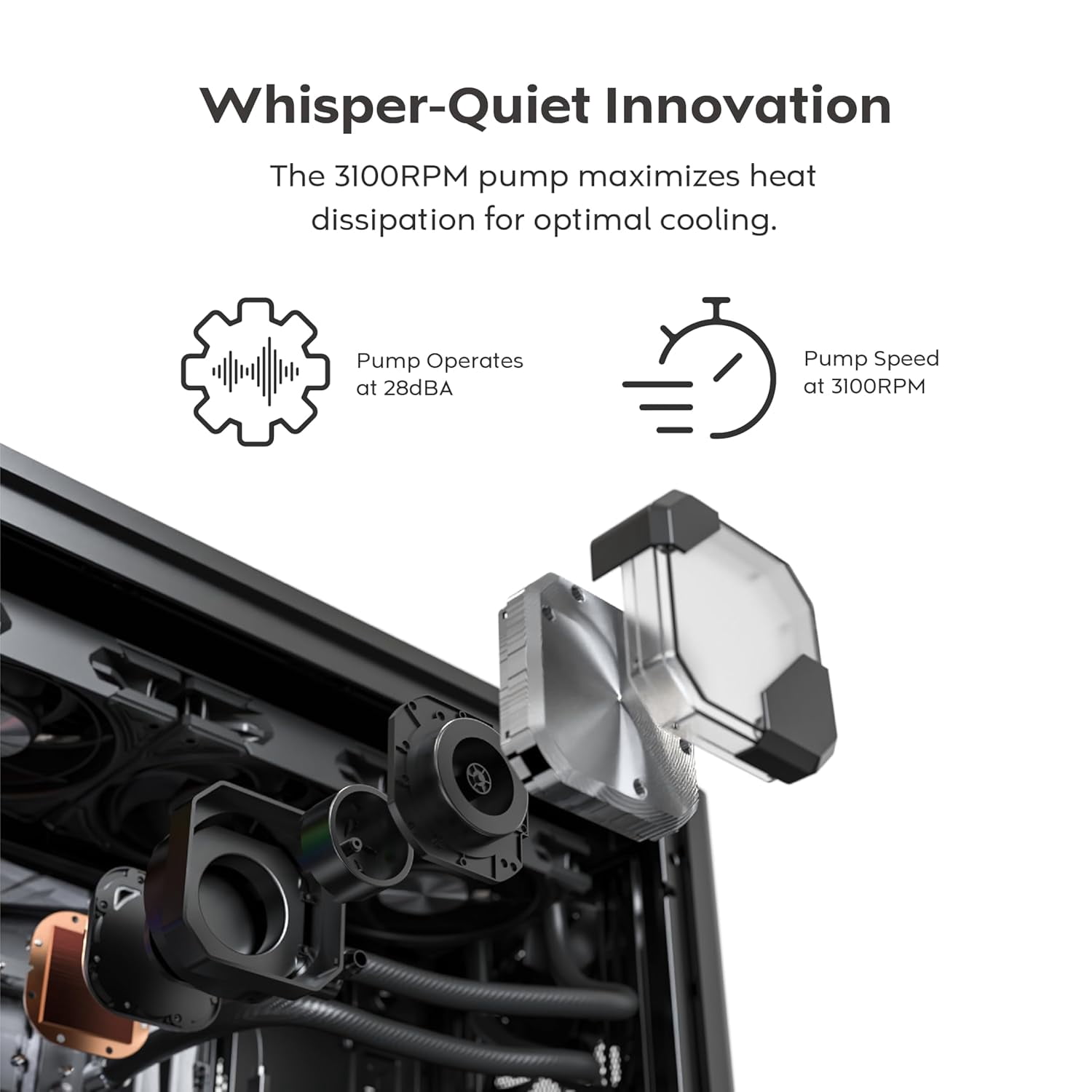 MONTECH HyperFlow Silent 240 Black Ultra-Quiet AIO Liquid CPU Cooler, 3100RPM Pump, Triple Silent Fans, High-Efficiency Radiator for Superior Heat Dissipation, Intel & AMD Compatible, ARGB-Free