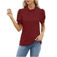 thumbnail image 4 of Njoeus Womens Summer Short Sleeve Work Dressy Blouse Plain Eyelet T-Shirt Ruffle Crewneck Shirts Loose Business Casual Tops S-XXL, 4 of 4