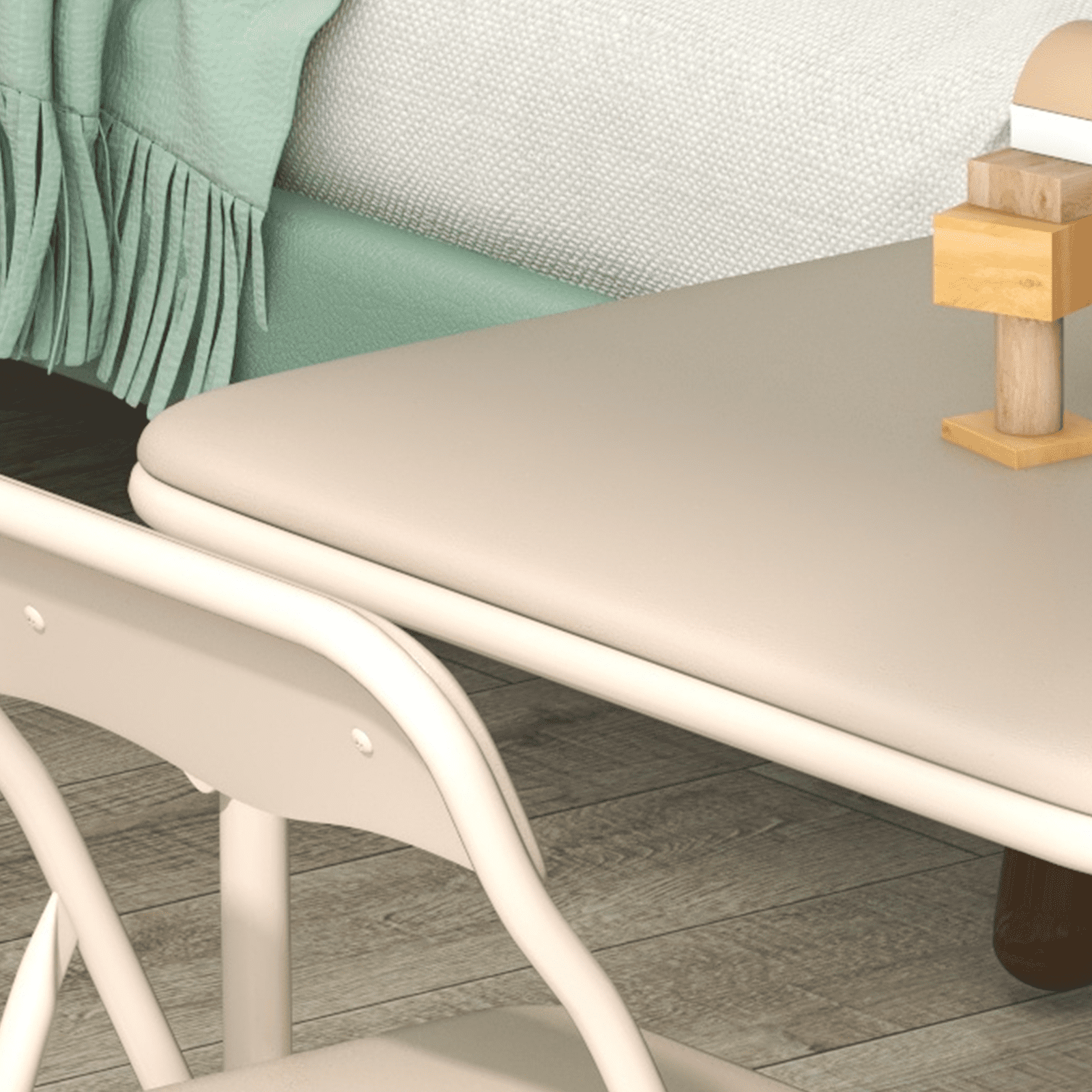 Rugerasy 3PC Folding Upholstered Table and Chair, Square Card Table and Chair Set with Pu Soft Cushion, Metal Frame Activity Table and Chairs Set for Daycare and Classroom,Beige